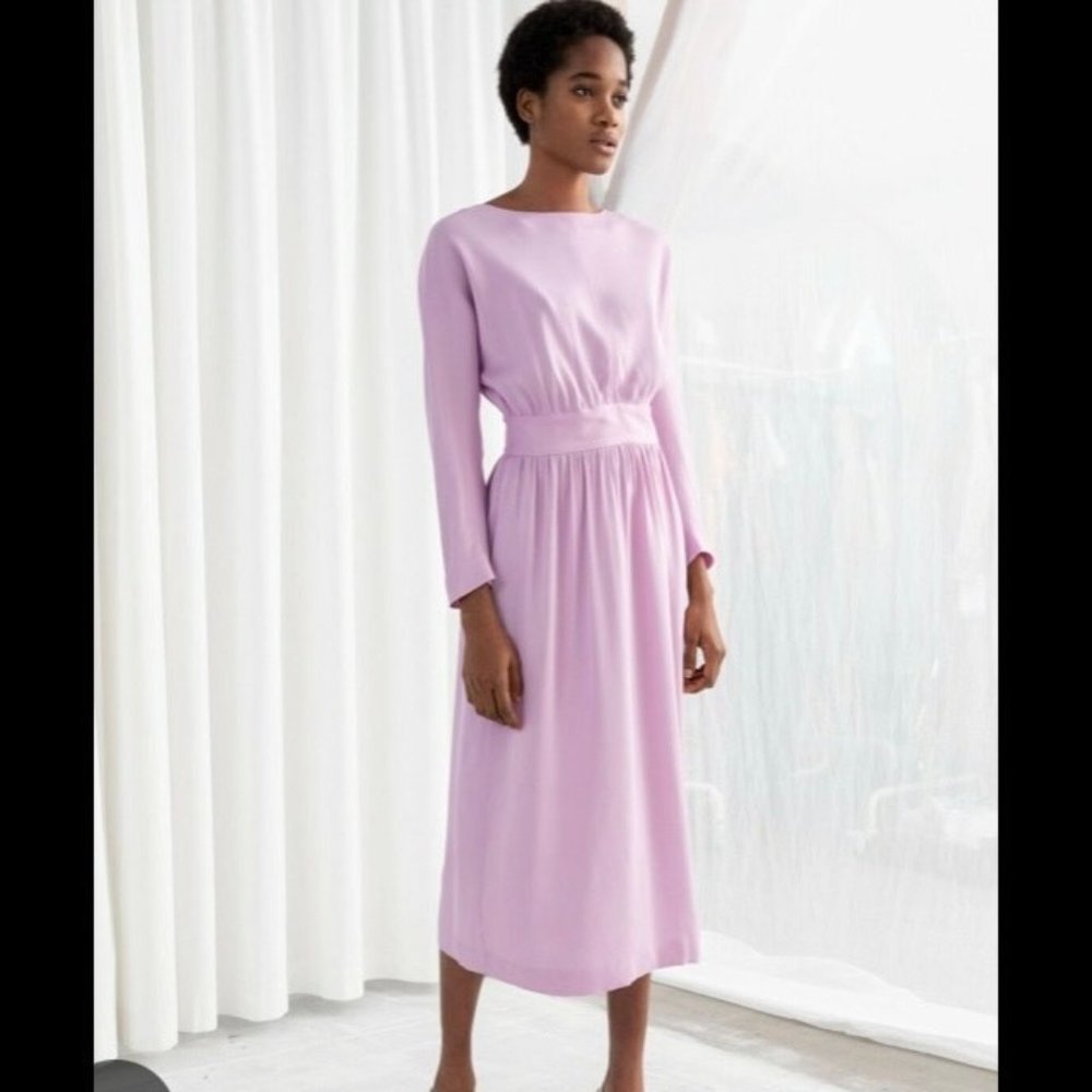 Capsule Collection & Other Stories Rose Pink Long Sleeve Satin Dress